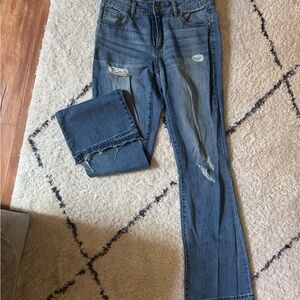 Rewash Blue Straight Leg Jeans with Distressed Details